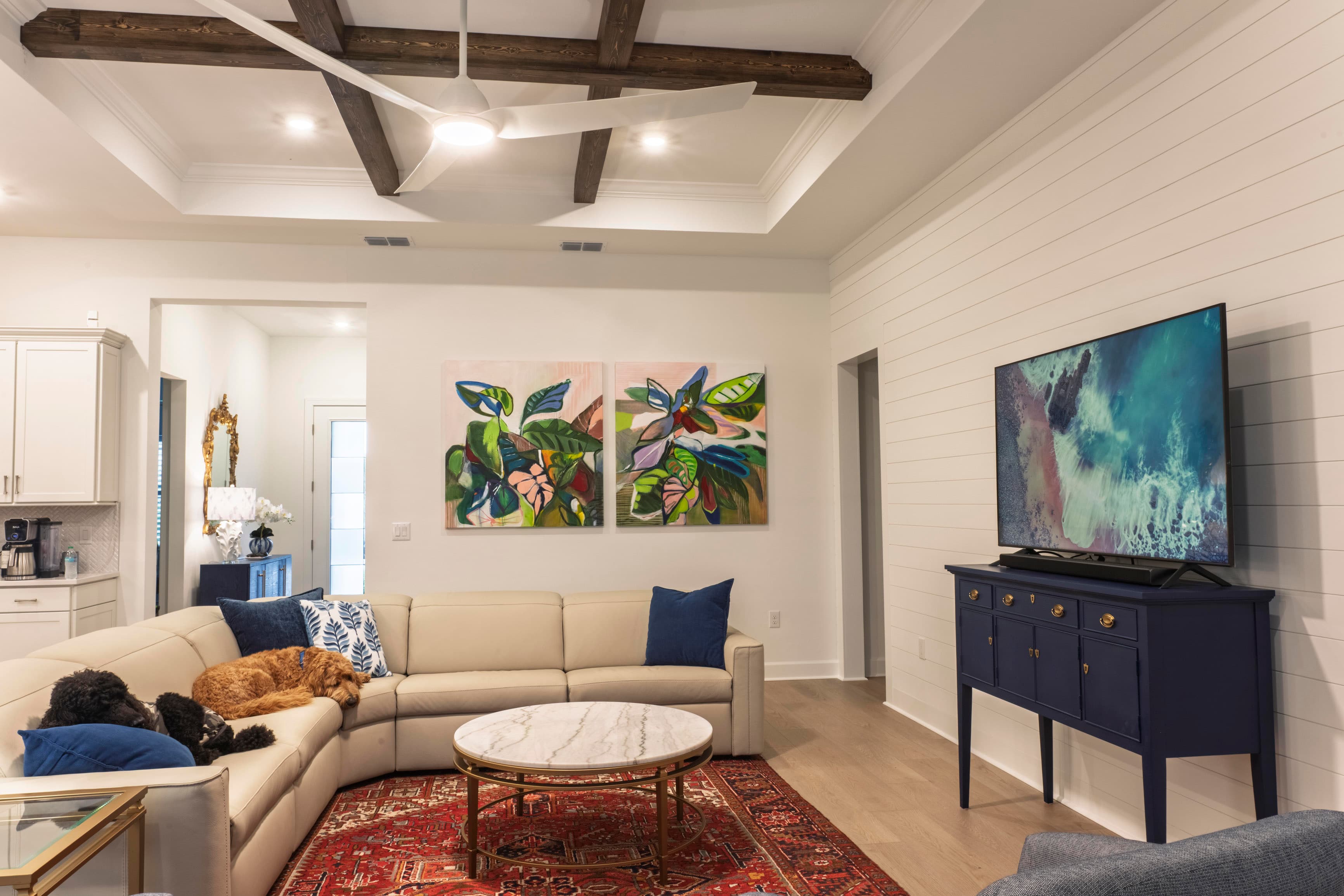 Flooring and trim aligned for cohesive finish